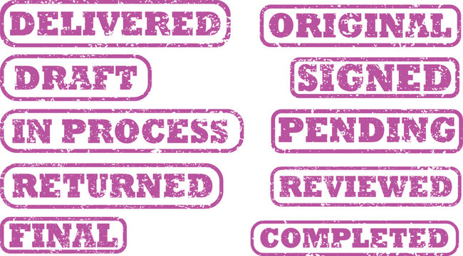 Various document status labels displayed in a comparative layout