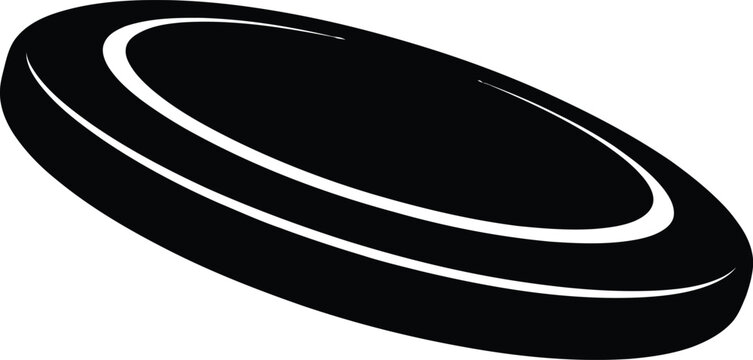 Black icon of a frisbee or flying disc on a white background sport game