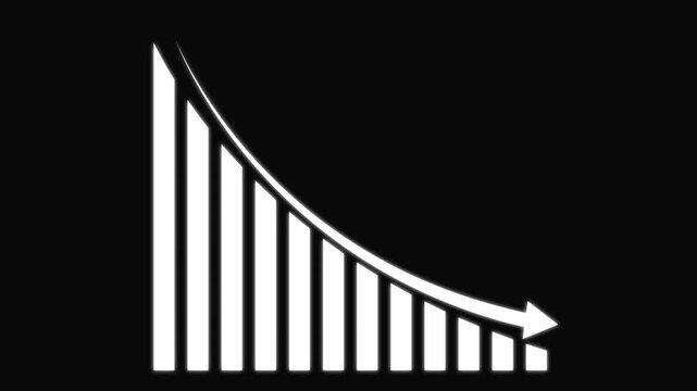 Animated down graph animation on transparent background. Loss concept business graph animation. 4k video