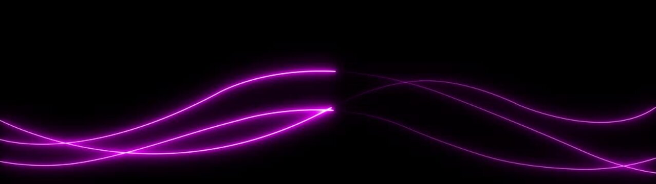 neon Thin line wavy abstract vector background. Curve wave seamless pattern. Line art striped graphic template.4k animation video