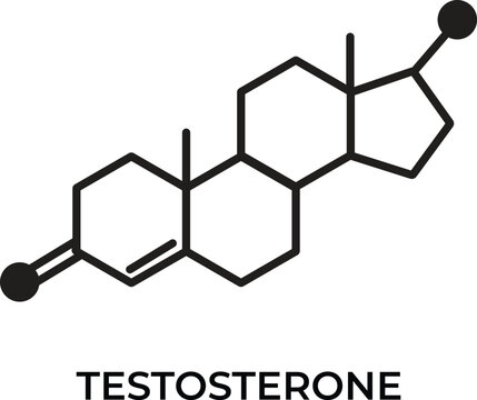 Testosterone Chemical Formula and Molecular Structure Black Minimalist Hormone Vector Illustration for Medical and Scientific Research