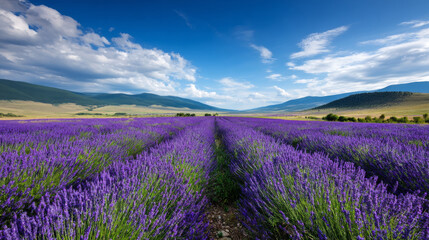 Obraz premium A beautiful, sun-drenched spring summer meadow. Natural colorful panoramic landscape with many wild flowers of daisies against blue sky. A frame with soft selective focus.