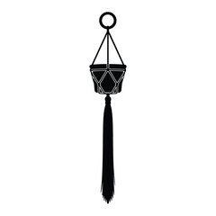 Black hanging lantern with geometric pattern and long tassel © dipu