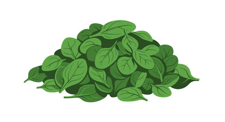 Fototapeta premium Pile of fresh spinach leaves in a flat illustration style