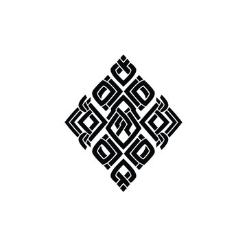 Black and white abstract geometric pattern diamond shape