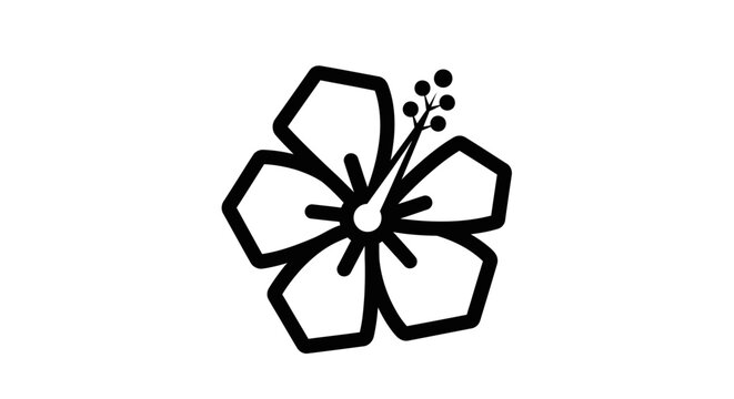 Simple black outline hibiscus flower icon on white