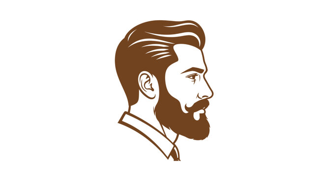 Stylish man profile with beard and classic haircut illustration