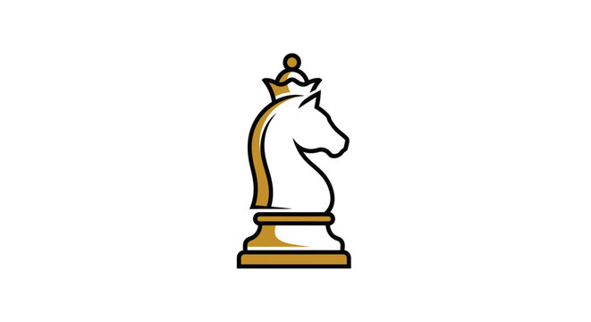 Stylized golden and black chess knight piece icon