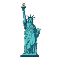 Fototapeta premium A stylized illustration of the iconic Statue of Liberty, a neoclassical sculpture on Liberty Island in New York Harbor, United States.