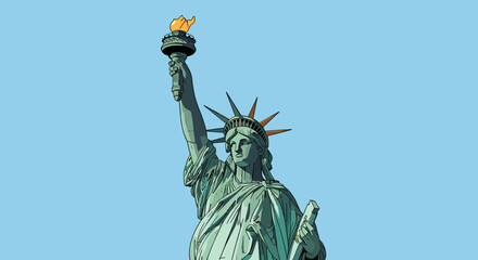 The Statue of Liberty, a colossal neoclassical sculpture on Liberty Island in New York Harbor, stands as a symbol of freedom and democracy. © Pitu