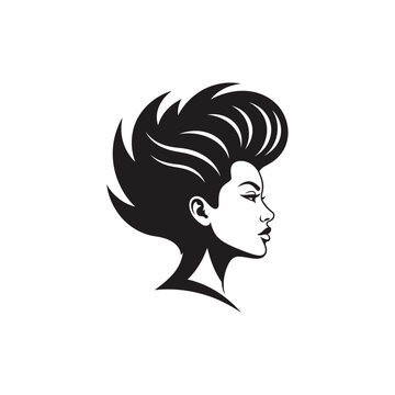 Elegant woman profile with stylized black and white hairstyle