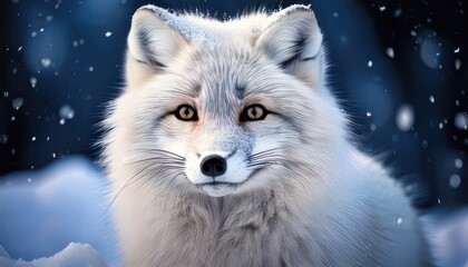 Obraz premium Captivating Arctic Fox Portrait in a Snowy Winter Wonderland.