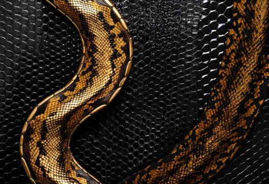 Black and gold snake skin pattern texture background