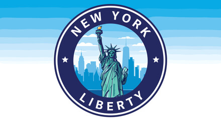 The iconic Statue of Liberty stands tall against the New York City skyline, symbolizing freedom and hope. © Pitu