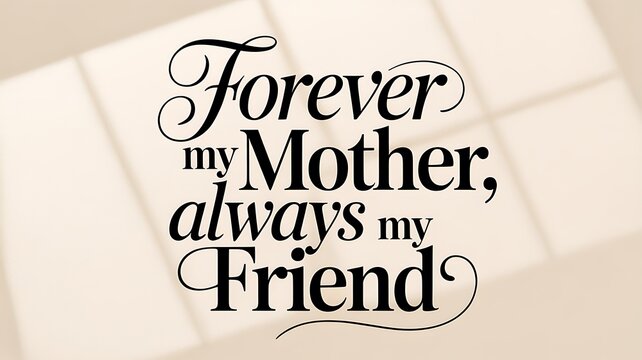 A beautiful and sentimental typographic design featuring the quote forever my mother always my friend
