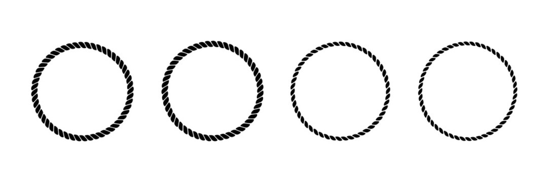A collection of hand drawn circle frames featuring various textured rope and scribble line styles.
