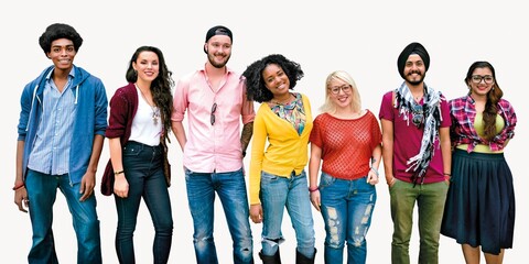 Fototapeta premium Young adults, isolated on off white