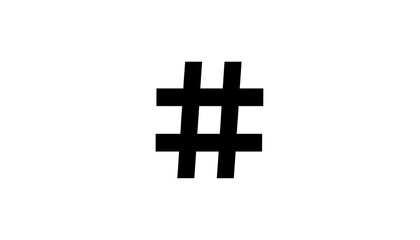 Obraz premium A simple, black hashtag symbol centered on a pure white background. The lines are thick and clearly defined