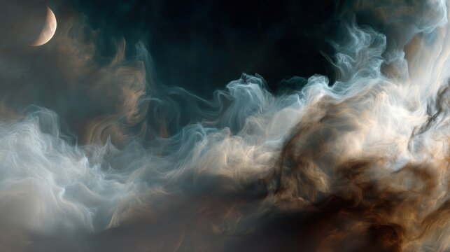 Night sky clouds moon