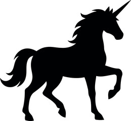 Obraz premium Unicorn Silhouette Black Fantasy Horse Vector Illustration