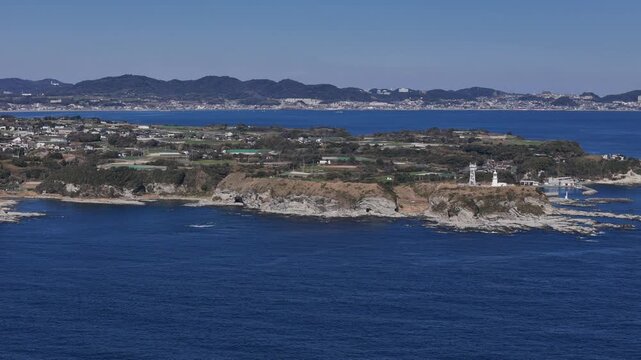 松輪漁港と剱崎灯台  - 神奈川県三浦市,日本