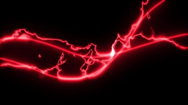 Red electric lightning motion background with glowing energy lines animation loop futuristic abstract power design