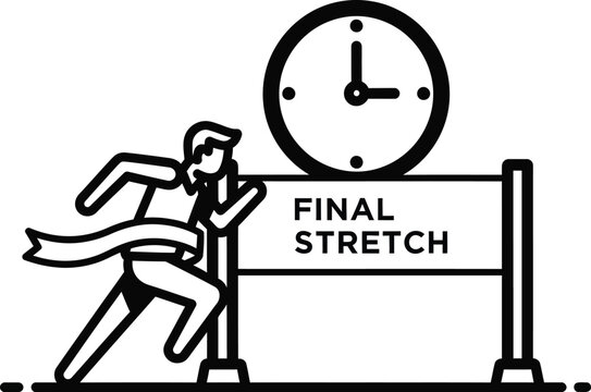 runner on final stretch with clock
