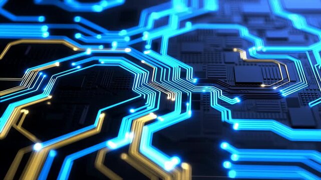 Radiant Circuitry Illustration Emphasizing Intricate Linkages And Vibrant Digital Signal Hubs