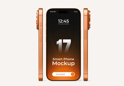 Smartphone Mockup 17 with Front and Side View Display