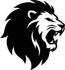 Fototapeta premium Roaring Lion Head Silhouette Power and Strength Vector Illustration