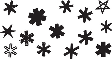 Obraz premium black and white image displays a repeated pattern of symmetrical star shaped floral or asterisk like designs