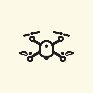 Modern Quadcopter Drone Icon Black Line Art Representing Aerial Technology