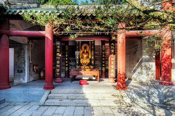 Fototapeta premium Lubao town, Sanshui district, Foshan city, Guangdong, China. Xujiang Ancestral Temple (1268). As the oldest temple in Sanshui it was announced as a key cultural relic protection unit.