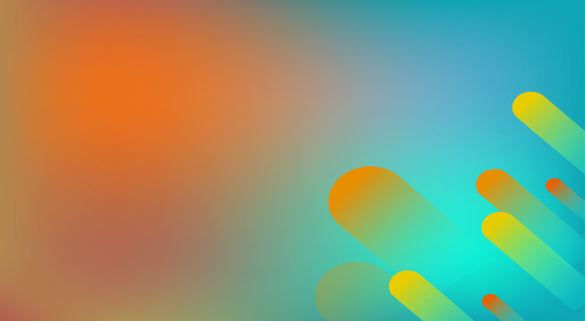 Abstract background with smooth gradient colors from orange to blue and cyan with rounded shapes or lines flowing diagonally for design.