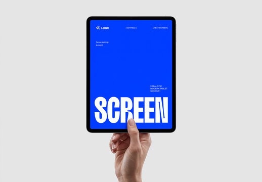 Modern Tablet Mockup Held by Hand