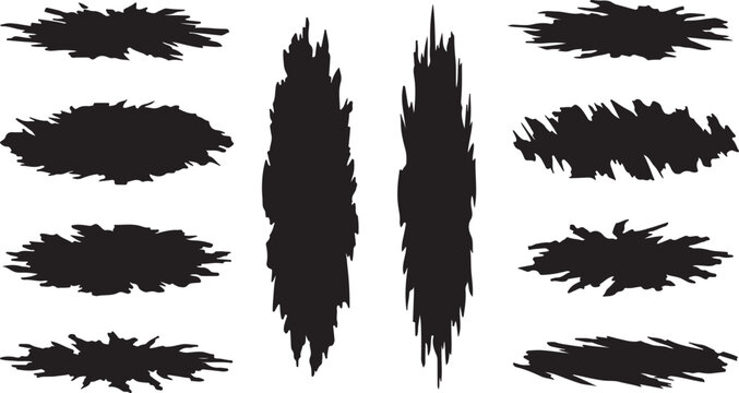 A collection of various black monster claw scratches. Aggressive vector icons of slash marks creating a torn, ripped, or damaged surface