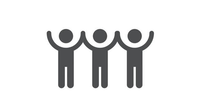 Тhree businessmen hand in hand, icon.
