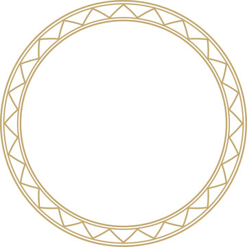 Vector gold round Yakut ornament. Endless circle, border, frame of the northern peoples of the Far East.