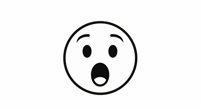 Black and white cartoon face with wide-open mouth and surprised eyes