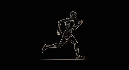 Fototapeta premium Stylish gold outline of a running athlete. Clean and professional vector for premium branding