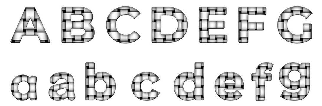 Alpha Fabric Bump Map a, b, c, d, e, f, g word design abc Alphabet letter text typography font