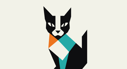 Fototapeta premium Geometric cat illustration on white background for design and advertising