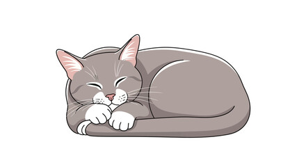 Fototapeta premium Sleeping cat illustration isolated on white background for various uses