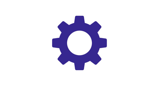 Blue gear icon mechanical symbol.