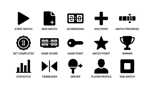 Collection of icons for table tennis match management