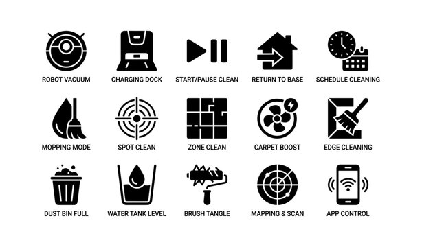 Robot vacuum symbols: functions and features explained