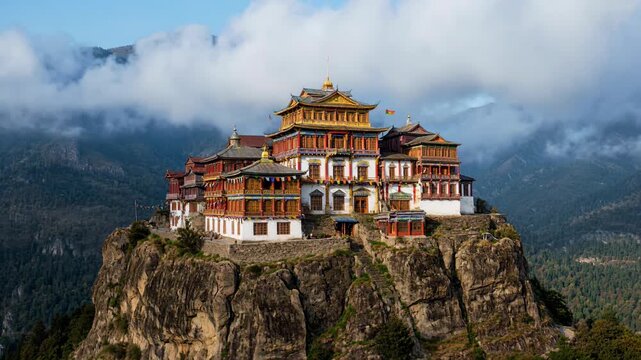 Remote village temple perched on a cliff as a quiet nature detour destination for authentic cultural immersion and slow travel