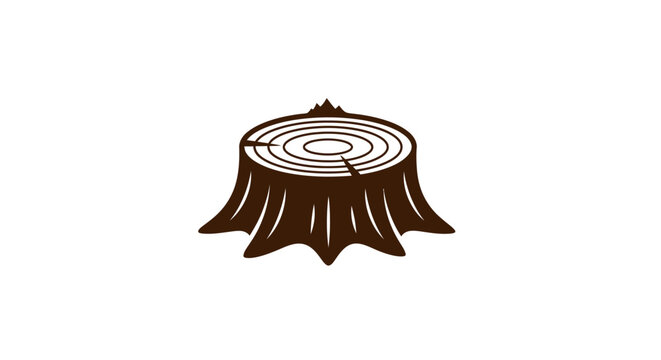 Brown tree stump cut section illustration.