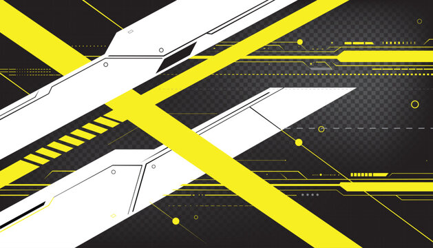Futuristic Geometric Sci-Fi Background with Tech HUD Elements