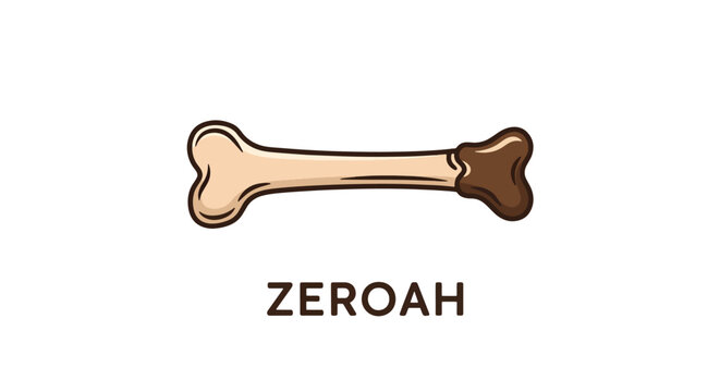 A cartoon-style of a zeroah, a roasted shank bone, used as a symbolic item on the Passover Seder plate